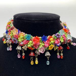 Colorful Beaded Dangle Choker